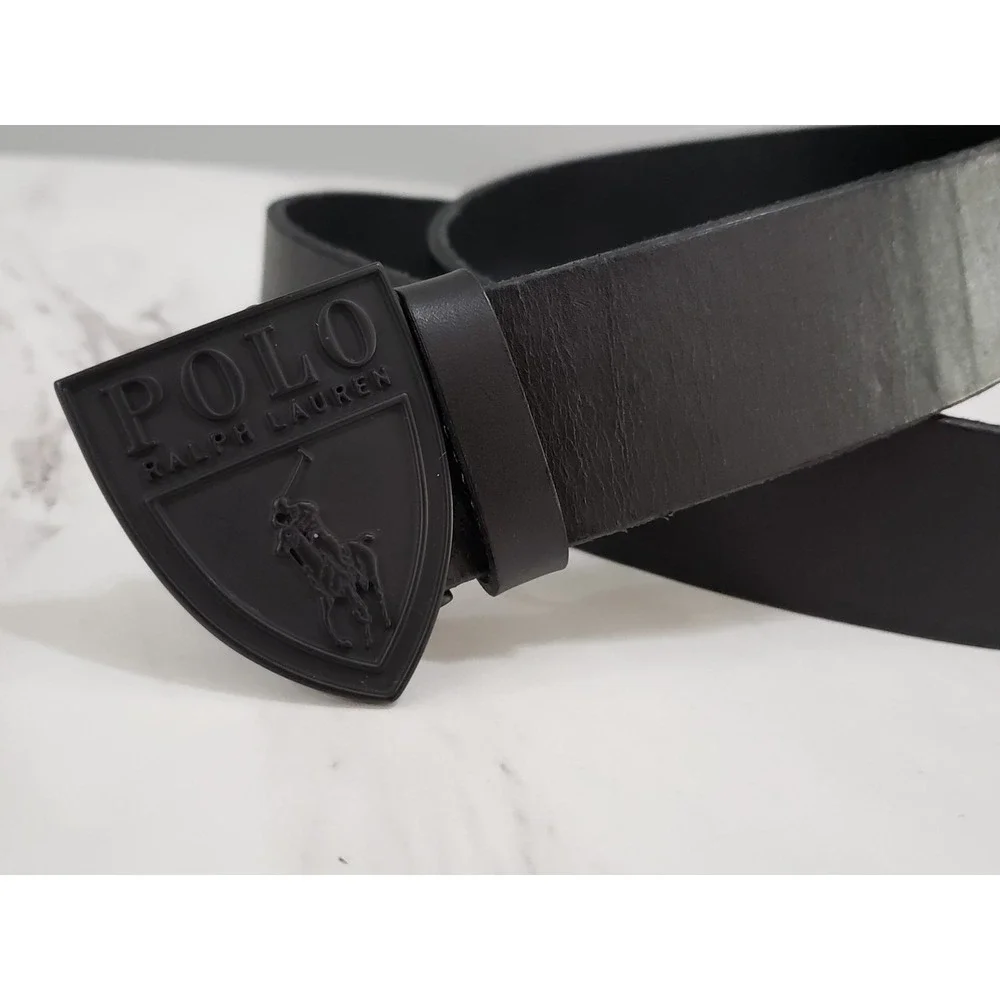 RARE Polo Ralph Lauren Shield Horse Buckle Leather Belt Size 42 Prep Academic‎